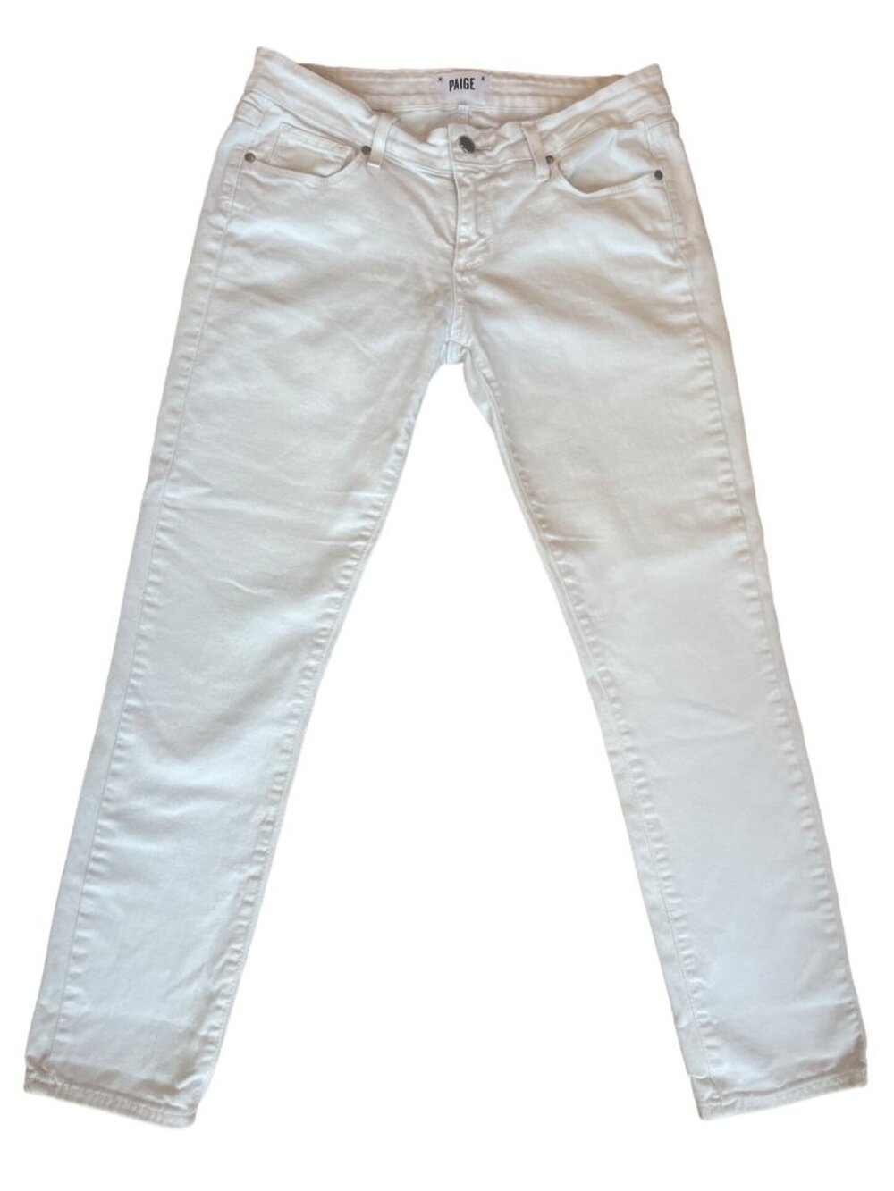 Paige Peg Skinny Jeans Women's 28 White Denim Mid Rise Slim Straight Casual Chic